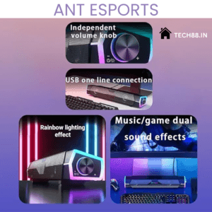 Ant Esports GS370SB Gaming Computer Speakers for PC Desktop Monitor, Dynamic RGB Computer Sound Bar with USB Powered PC Speakers with all specifications